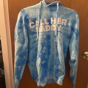 Call Her Daddy blue tie dye hoodie